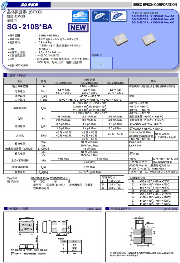 SG-210SEBA，SG-210SDBA,SG-210SCBA